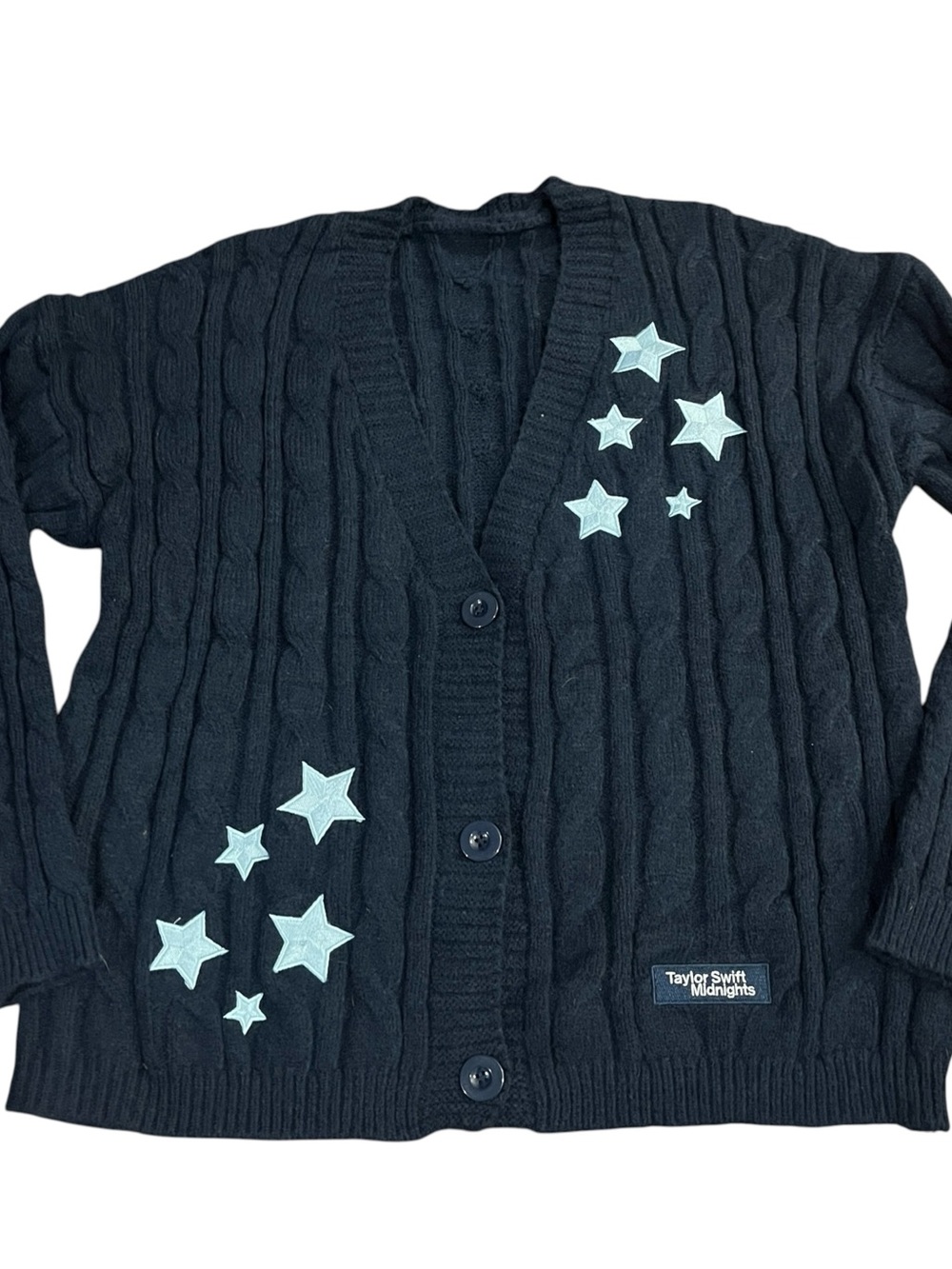 Taylor Swift Midnights Cardigan XL/2XL Navy Cable Knit Stars Official
